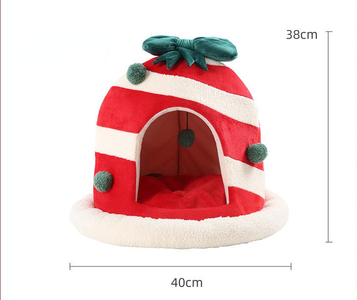 Рождественский домик-гнездо для собак, зимнее теплое гнездо для собак, съемное и моющееся гнездо для кошек, полностью закрытый домик для кошек, вилла, товары для животных