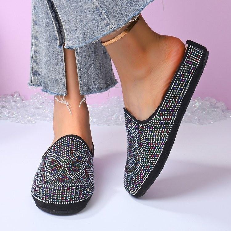 Последние Свадебные Туфли Лодочки с Закрытым Носком на Платформе для Женщин Дам Низкий Каблук Туфли Стразы Роскошные Женские Мюли