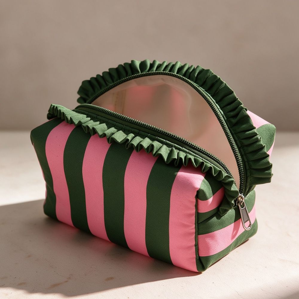 Large Capacity Cosmetic Bag Ruffle Makeup Organizer Multipurpose Storage Bag Bathroom