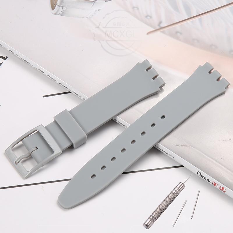 Силиконовый Ремешок Для Часов Swatch 17мм 19мм 20мм Пряжка-Штырек Водонепроницаемый Браслет Наручный Аксессуары Для Часов