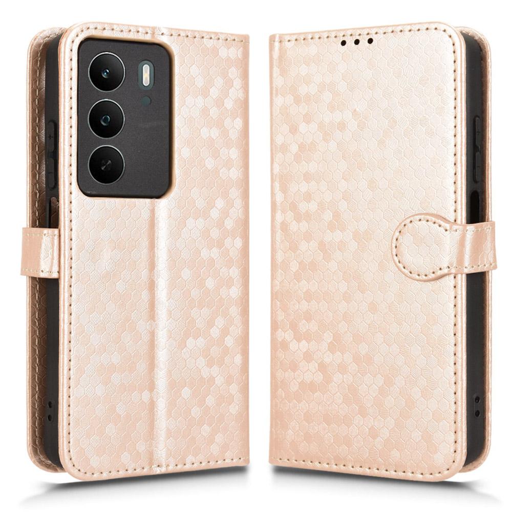 For Realme C71 4G Wallet Case Dot Pattern Imprint PU Leather Phone Cover with Wrist Strap