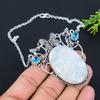 Rainbow Moonstone, Topaz Gemstone 925 Sterling Silver Jewelry Necklace 18"