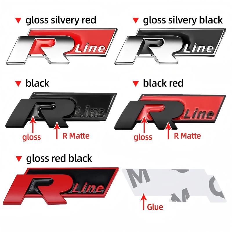 3D Metal R logo Sticker Car Rear Trunk Body Emblem Sticker For VW Golf 5 6 7 MK7 MK6 Polo Jetta Scirocco Beetle Passat Tiguan