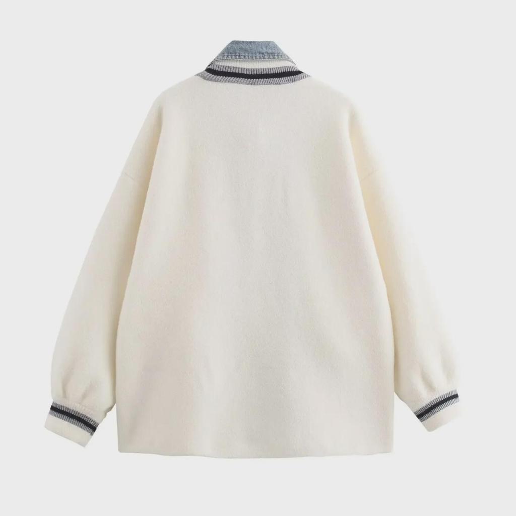 Женский европейский джинсовый вязаный кардиган-свитер