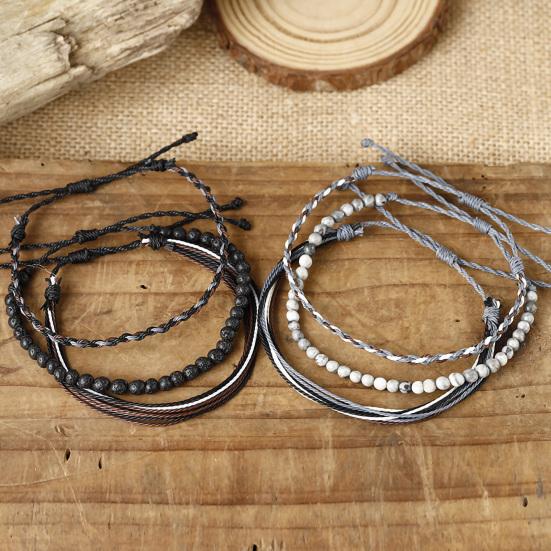 3 шт./компл. браслеты дружбы плетеные из восковой линии винтажный легкий натуральный камень из бисера целебный регулируемый набор браслетов на запястье праздничный подарок