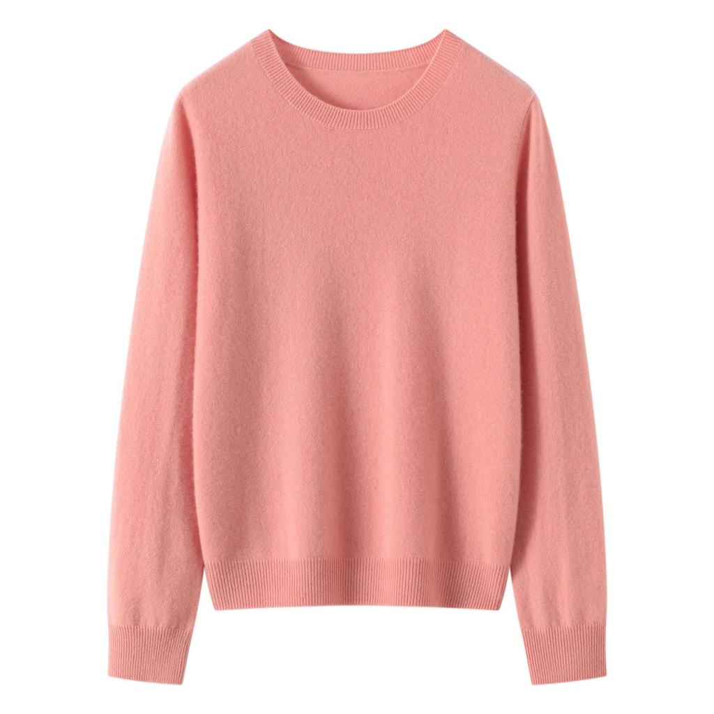 Lekasha Women's 100% Pure Cashmere 12-Gauge Knitted Round Neck Sweater