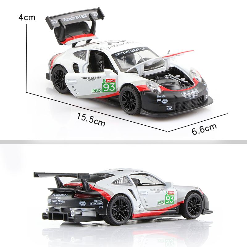 Porsche 911 GT3 RSR Match Version Моделирование Литые игрушечные машинки Звуки и свет Инерционный автомобиль 1:32 Сплавная Модель Суперкара