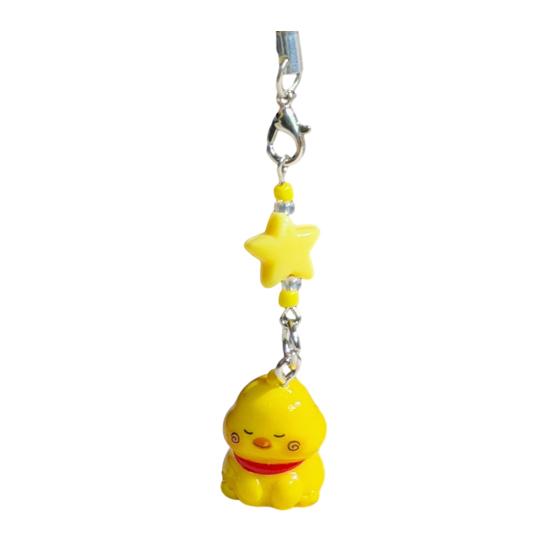 Keychain Pendant Resin Smooth Shiny Mini Size 3D Yellow Chicken Star Bead Design Keyring Bags Mobile Phone