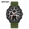 Электронные часы Мужские Двойной дисплей Циферблат 5 АТМ Водонепроницаемые Ночная подсветка Секундомер Многофункциональные Спортивные Электронные часы