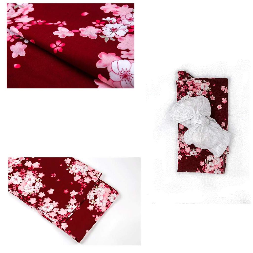 Getz Flowing Cherry Blossom with a Plain Elegant One Size Fits Set with Perfect for Fireworks Summer Bon and and Perfect for Women's Yukata, Red,