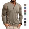 Мужские рубашки хенли с длинными рукавами, свитера, топы на четырех пуговицах, футболки для осени, зимы и весны, для отдыха, дома, повседневной одежды