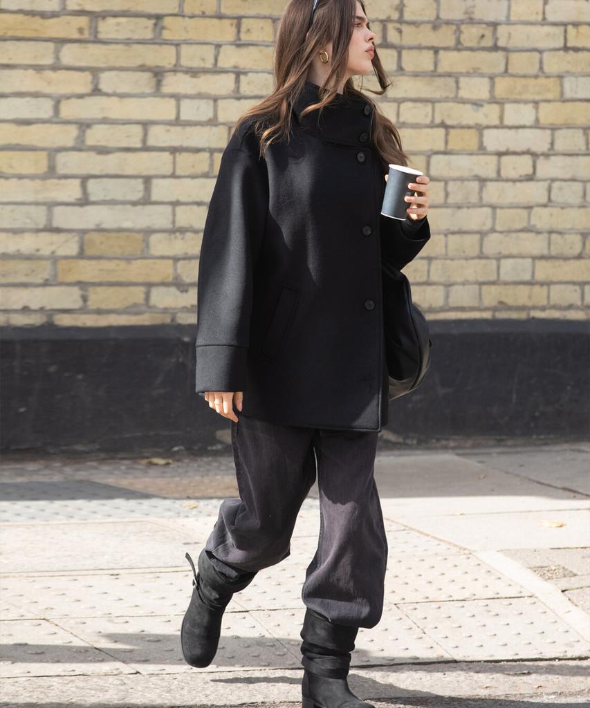 DIMANCHE Double Breasted Coat (Black)