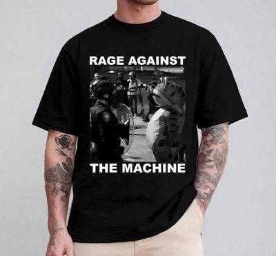Забавная протестная футболка Rage Against The Machine, черная