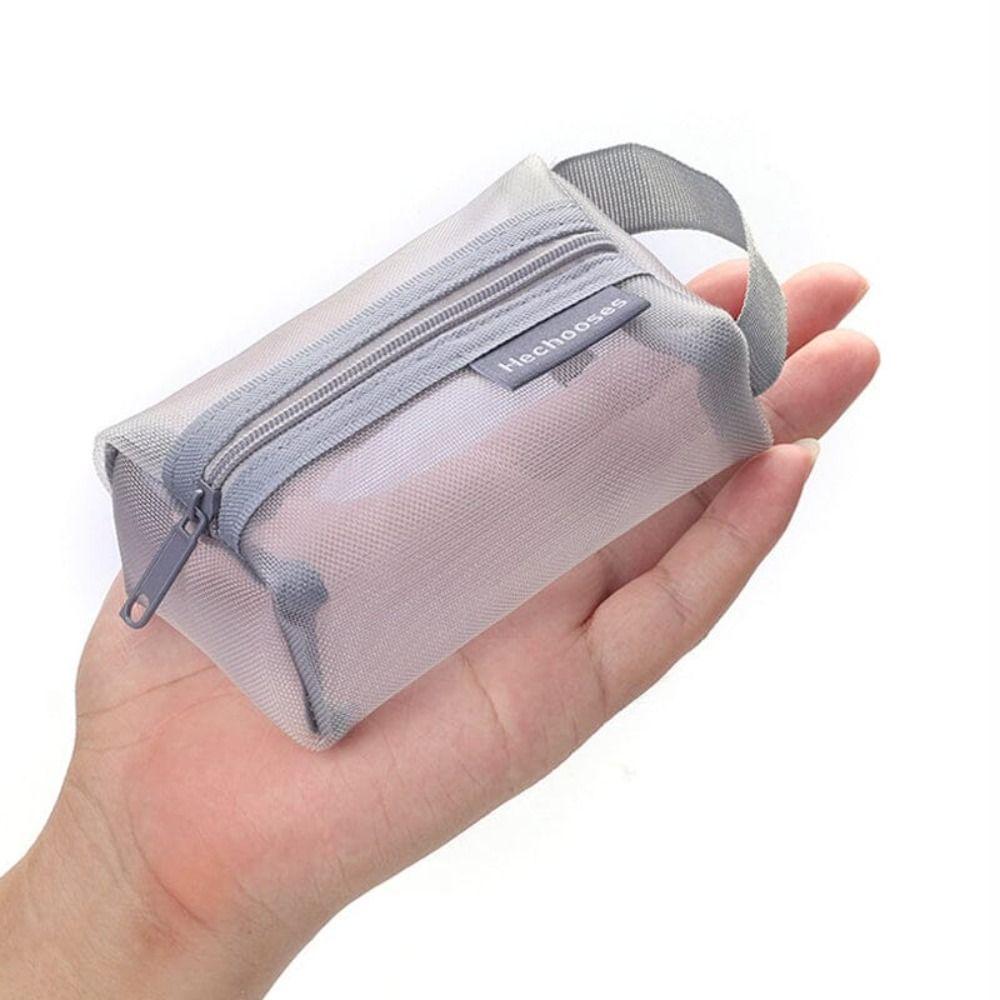 Breathable Mini Zipper Coin Purse Portable Key Bags Multipurpose Square Mesh Storage Pouch