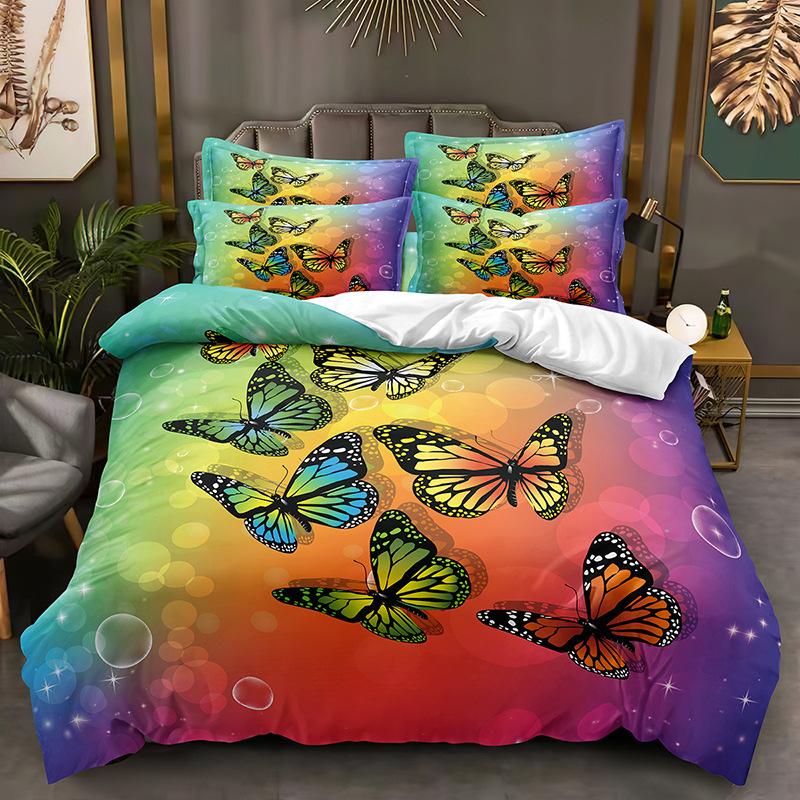 Красочный комплект постельного белья с бабочками, сверкающий 3D пододеяльник DE/AU/EU, полноразмерный роскошный женский пододеяльник