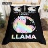 Cartoon Alpaca Duvet Cover Cute Bedding Collection Cartoon Llama Comforter Cover For Boys Girls Teens Animal Theme Bedroom Decor Green