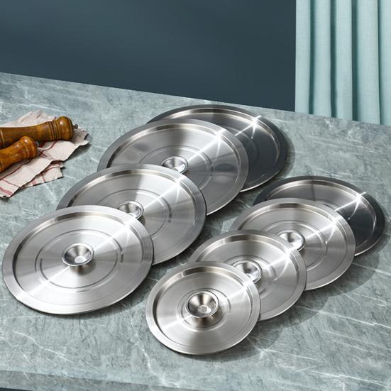 Крышка для кастрюли из нержавеющей стали Универсальная крышка, устойчивая к пару Жаростойкая ручка-кнопка Легко поднимаемая крышка для банок и кастрюль Кухонные аксессуары для приготовления пищи