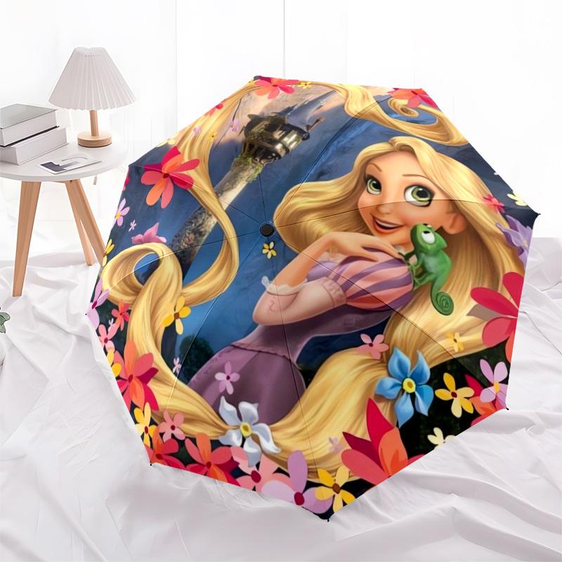 1pc Princess Rapunzel Automatic Umbrella, Portable Foldable 8-Rib Manual Open with Skeleton Hand, Durable Canopy yy250730132