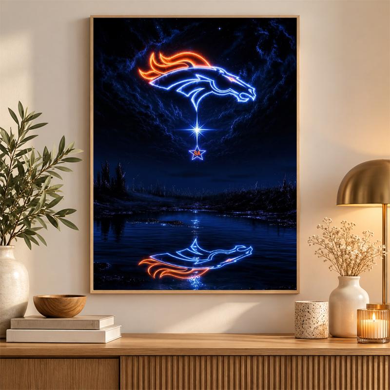 Denver Broncos Diamond Painting Kit 5D Full Drill DIY Diamond Mosaic Wall Art Home Decor