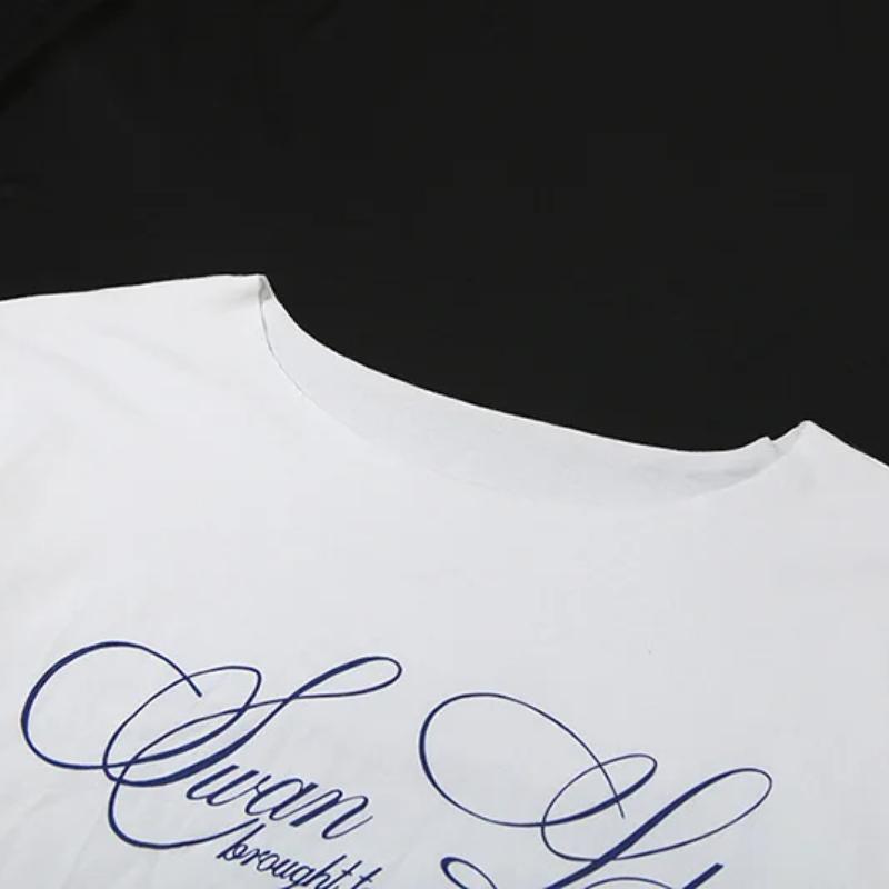 Y2k Aesthetic Casual Off Shoulder T-shirt Loose Letter Printing Harajuku Tshirts Grunge Vintage Streetwear Oversized Tee Shirts