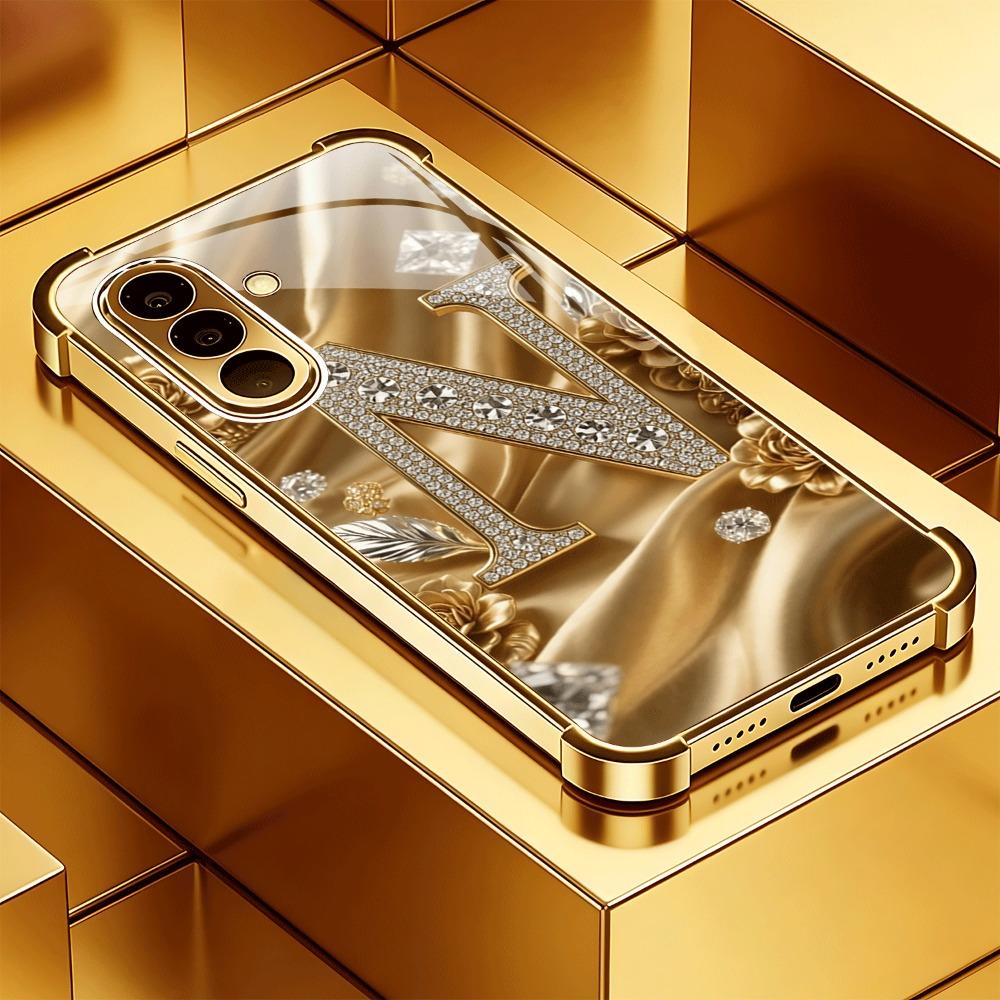 Стеклянный чехол для телефона с узором буквы N, подходит для Samsung Galaxy S26 S25 S24 S23 S22 S20 FE/Ultra/Plus, противоударный чехол с защитой четырех углов