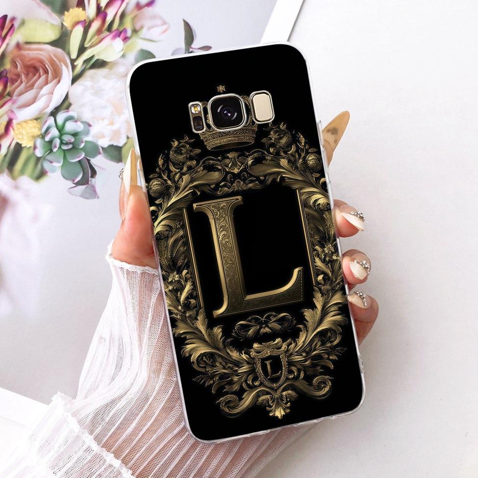 Для Samsung S8 Прозрачный чехол SM-G950FD Роскошная корона Буквы от A до Z 2D Плоский узор Funda Для Samsung Galaxy S8 G950F Мягкий чехол для телефона