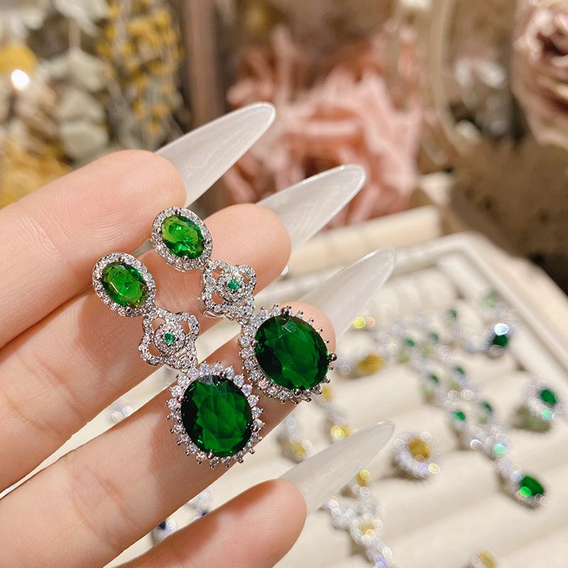 Камелия Французский Яркий Имитация Рубина Свадебный Набор, 18К Полное Бриллиантовое Покрытие Элегантные и Благородные Серьги Открытое Кольцо