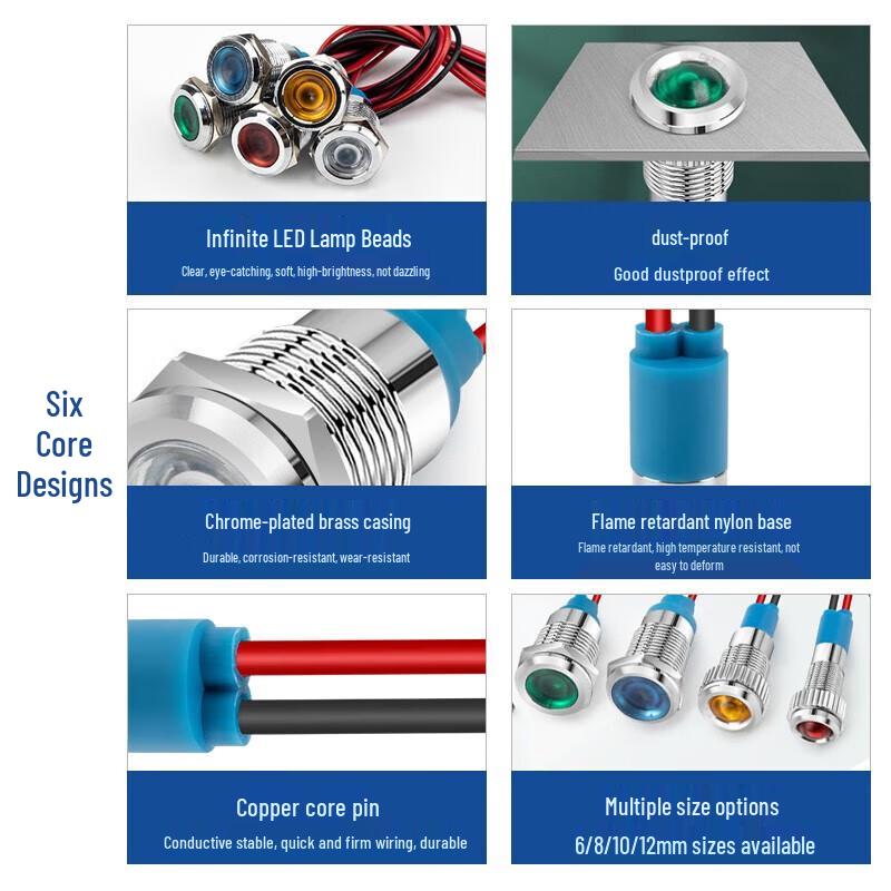 12mm LED Metal Waterproof Indicator Light