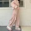 Women Oversize Y2k Cargo Pants Baggy Vintage Streetwear Harajuku Pink Bow Pants High Waist Wide Leg Trouser Trashy Clothes