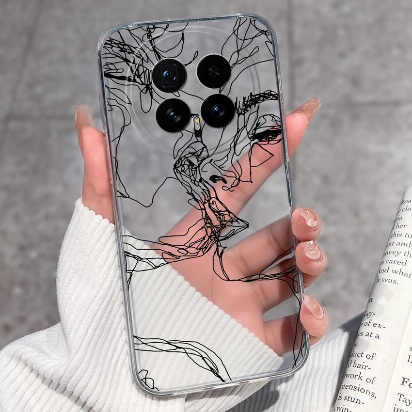 Для Huawei Honor Magic8 7 6 5 Pro Nova 12 Ultra 12i Чехол для телефона Красивый цветочный узор Прозрачный силиконовый Полностью защитный чехол Для корпуса Huawei