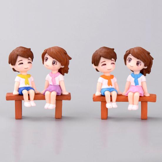 Мини-девочка, мальчик, парковая скамейка, модель, фигурка, миниатюрный ландшафтный орнамент, декор своими руками