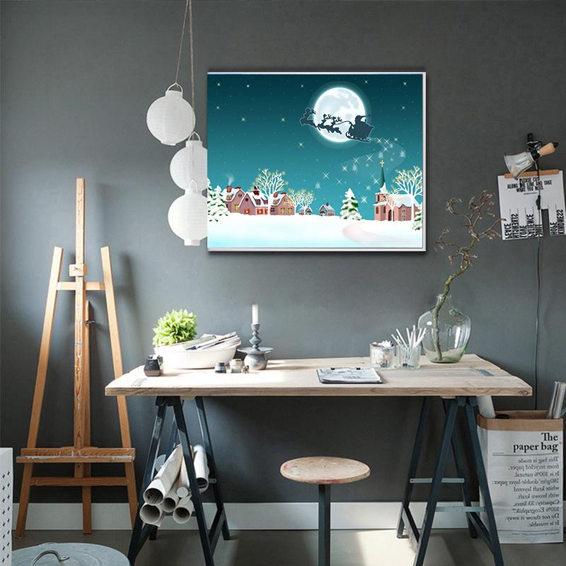 DIY Diamond Painting Kit Winter Landscape Santa Claus Cross Stitch Marry Christmas Full Square Diamond Embroidery Christmas Handmade Gift Home Decor