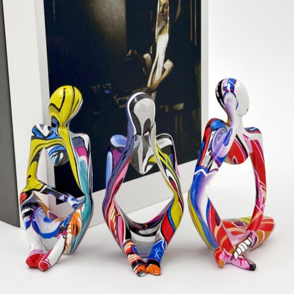 Мыслитель Статуэтка из смолы Настольный центральный элемент Настольные украшения Абстрактная скульптура для фермерского дома, ящика, офисного шкафа, спальни