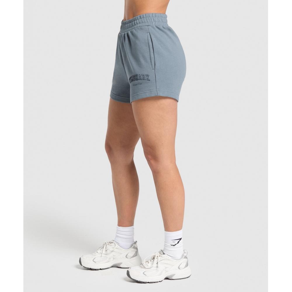 Gymshark Campus Classics Graphic Sweat Shorts Iron Blue B3c3b Uctm