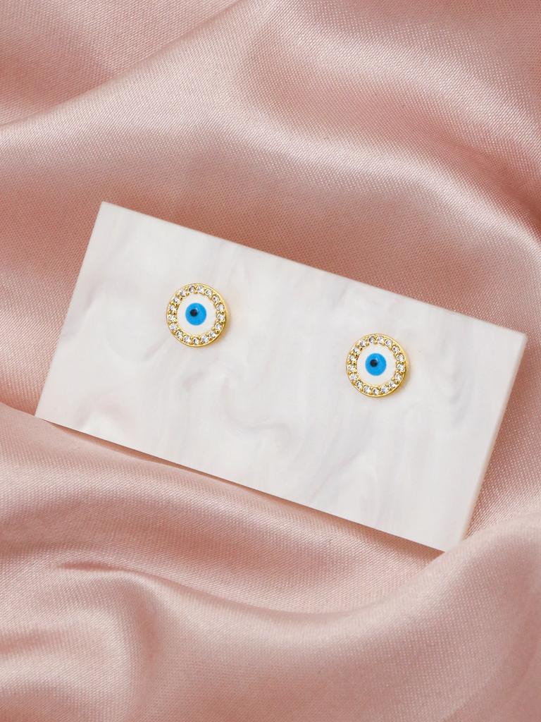 1 пара Популярных в Турции Синих Серёг-Гвоздиков с Глазом Фатимы Роскошные с Инкрустацией Цирконами Мужские Женские Медные Украшения