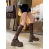 Эластичные тонкие сапоги 2025 новые на толстой подошве с увеличением роста маленькие длинные сапоги женские сапоги до колена рыцарские сапоги