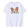 Cute Dog Corgi Print Summer Short-sleeved Casual Daily Versatile Men's Top Cotton European Size Comfortable T-shirt