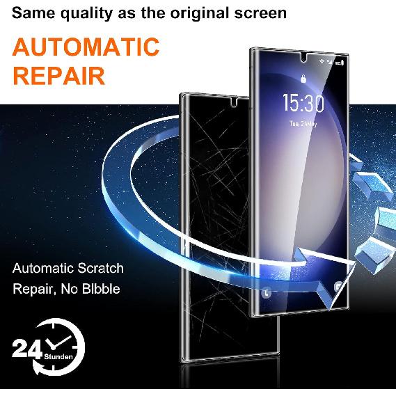 UniqueMe [2+2+1 шт.] Совместимый для Samsung Galaxy S23 Ultra 6,8 дюйма Защитная пленка для экрана Гибкий ТПУ, Защитное стекло для объектива камеры с установочной рамкой,