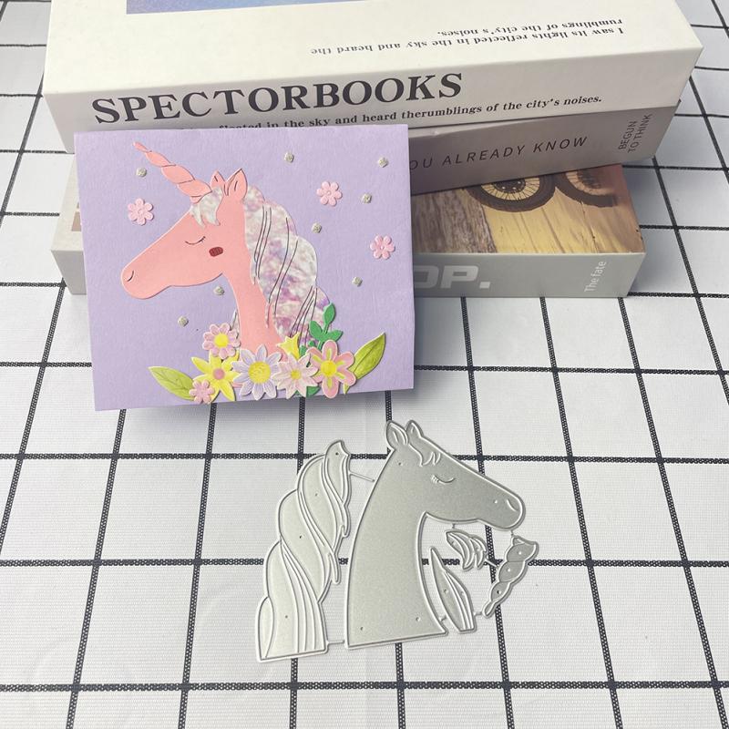 Высечки для резки лошадей с одним рогом DIY Металлическая углеродистая сталь Высечка Форма для DIY Скрапбукинга Фотоальбомов