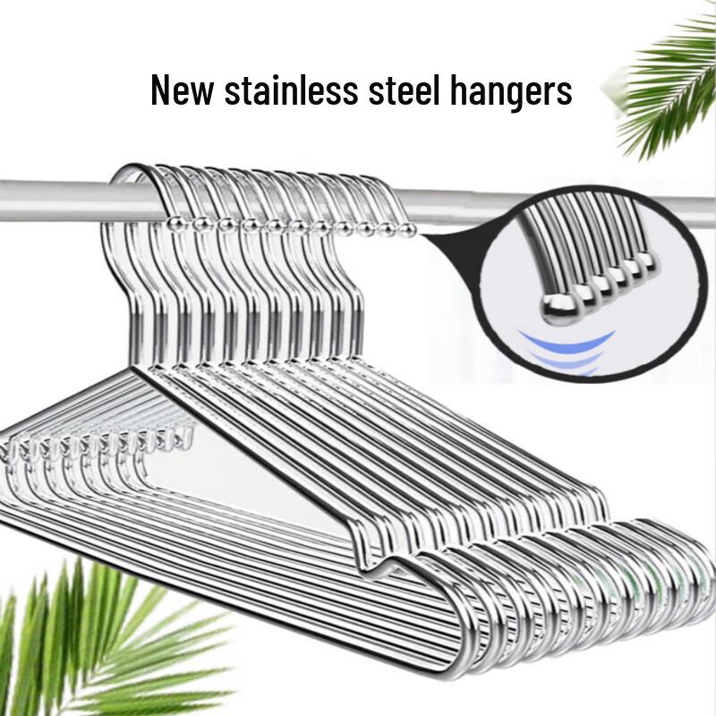 Xinkai 304 Stainless Steel Clothes Hangers, 10-Pack