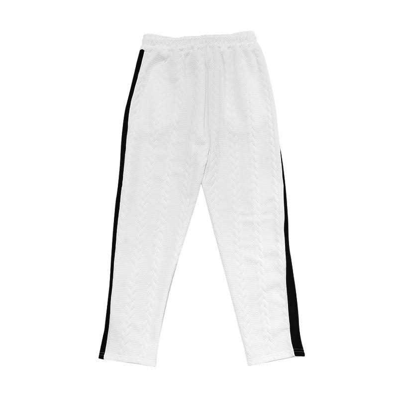 Autumn Drape Colour Blocking Men's Casual Trousers New Loose Jacquard Button Wide Leg Trousers