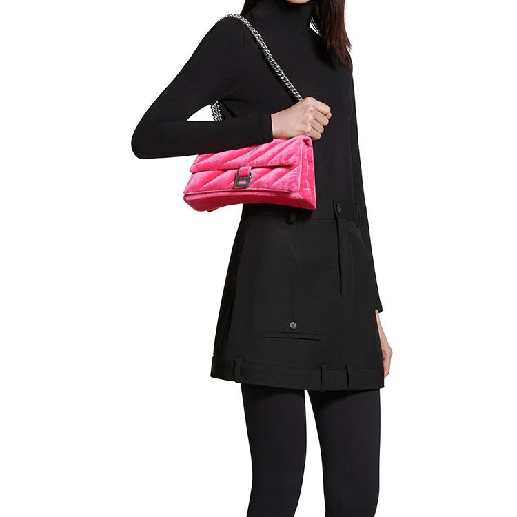 Balenciaga Studded Magnetic Closure Nylon Crossbody Shoulder Bag Small Women bags Bright-Pink 7163512AAPG5639