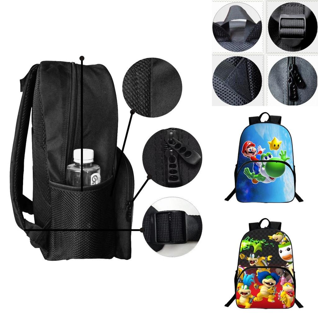 Super Mario Large 16 Inch School Backpack With Spacious Compartments And Durable Material