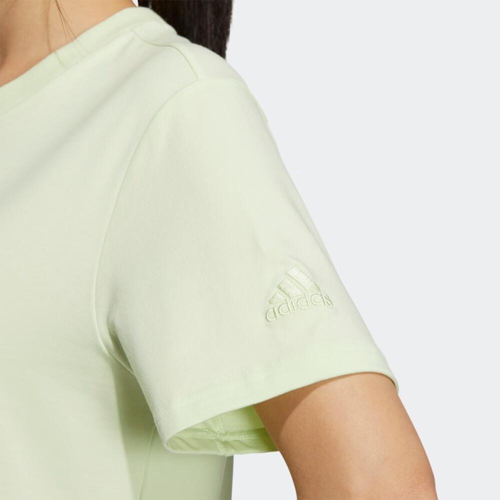 Adidas T Shirts Women's Green Crew Neck Moderate Straight Fit HT6902
