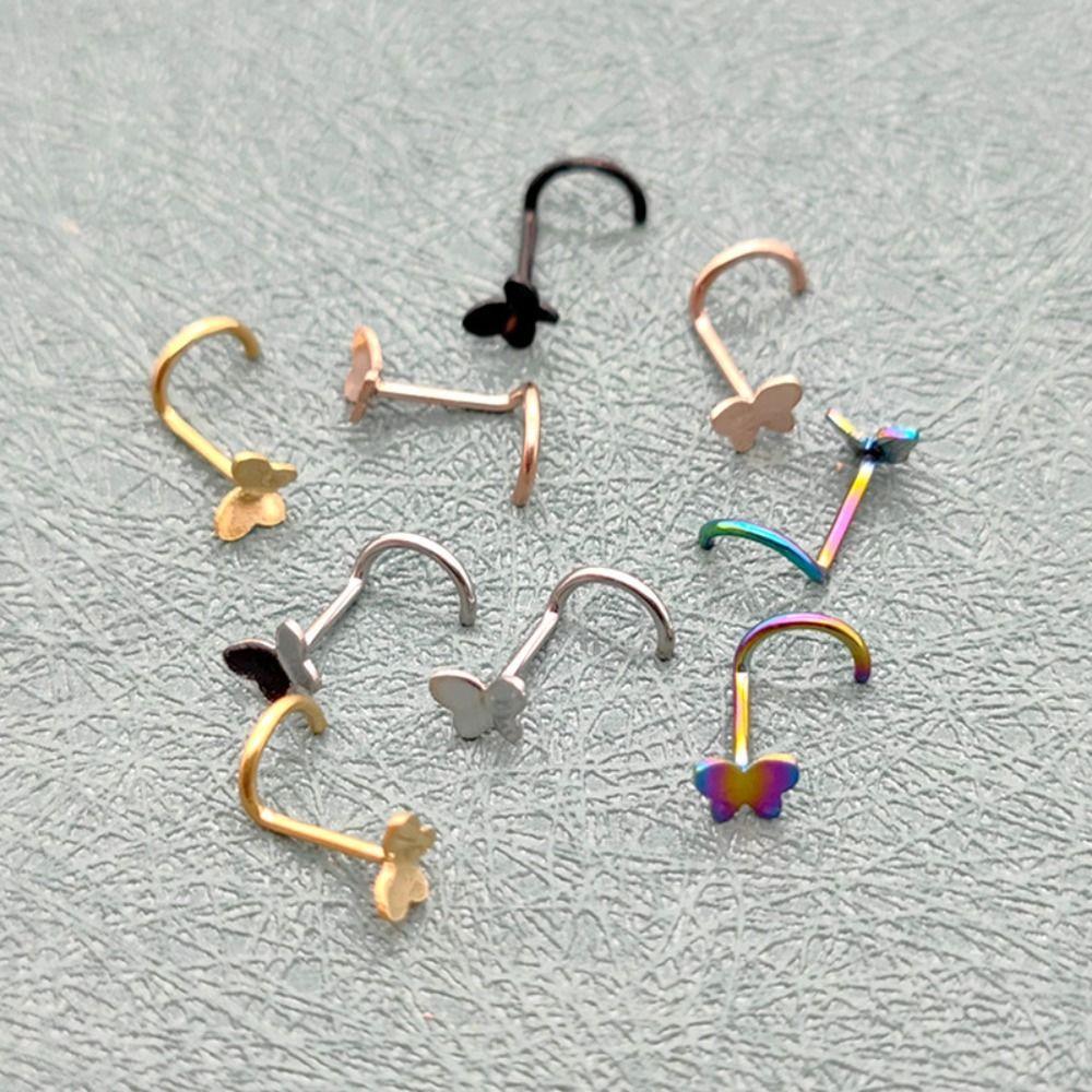 Helix Butterfly Multicolor Nose Rings Metal  Personalities   Daily