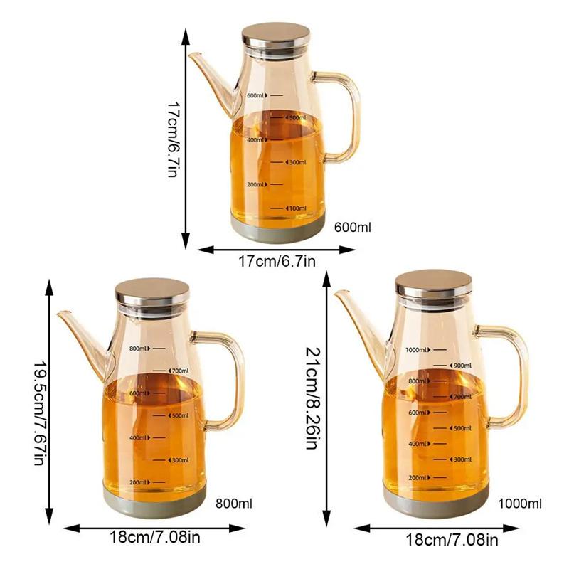 Бутылка-дозатор для масла 600/800/1000 мл с носиком, не образующим капель, кухонный стеклянный масляный горшок большой вместимости, герметичный дозатор для масла