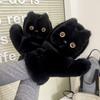 Cartoon Black Cat Fur Gloves Cute Cat Halter Gloves Soft Kitty Mitten  Riding