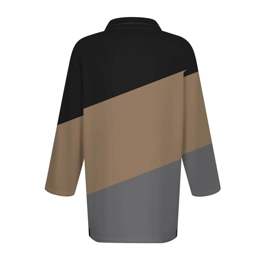 Женская модная повседневная рубашка с короткими рукавами 3/4 с лацканами и принтом, женские топы на пуговицах