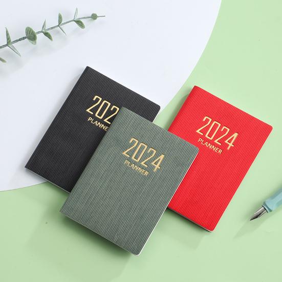 A7 2024 английский планировщик из искусственной кожи в твердом переплете, 180 страниц, водостойкая бумага, мини-журнал, карманный блокнот для молочных продуктов, студенческие принадлежности