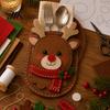 Reusable Holiday Tableware Christmas Felt Cutlery Holder DIY Kit, Flatware Pouch Craft Set, Handmade Utensil Sleeve for Dinner Table, Xmas Party